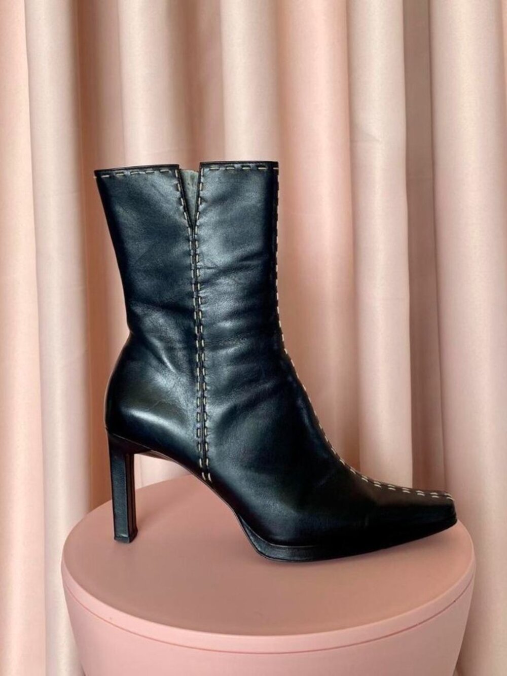 Nine West Women's Black with Cream Stiching Boots